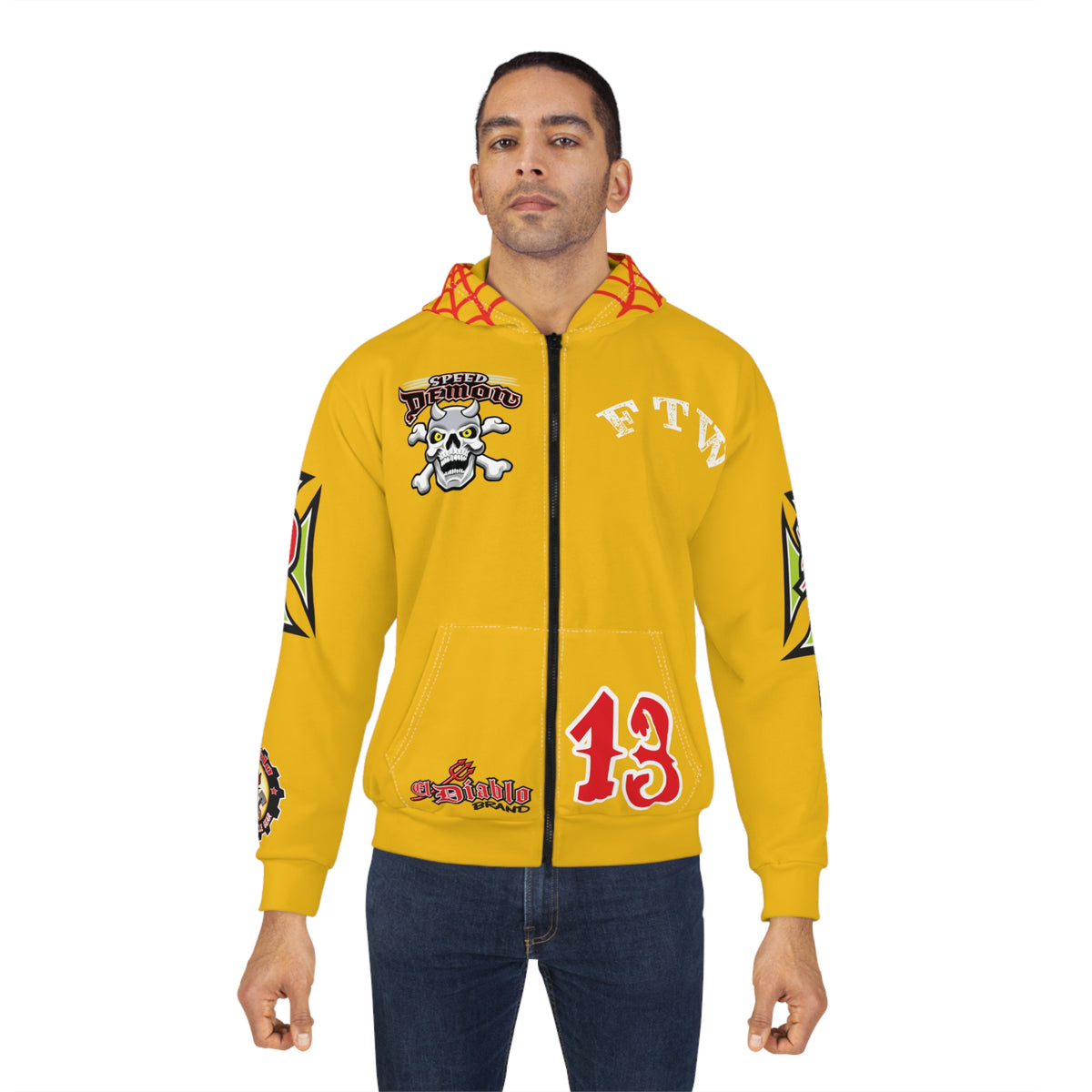 HoodZ Speed Demon HiViz Unisex Zip Hoodie - Super Comfortable Fit for Riding or Casual Times
