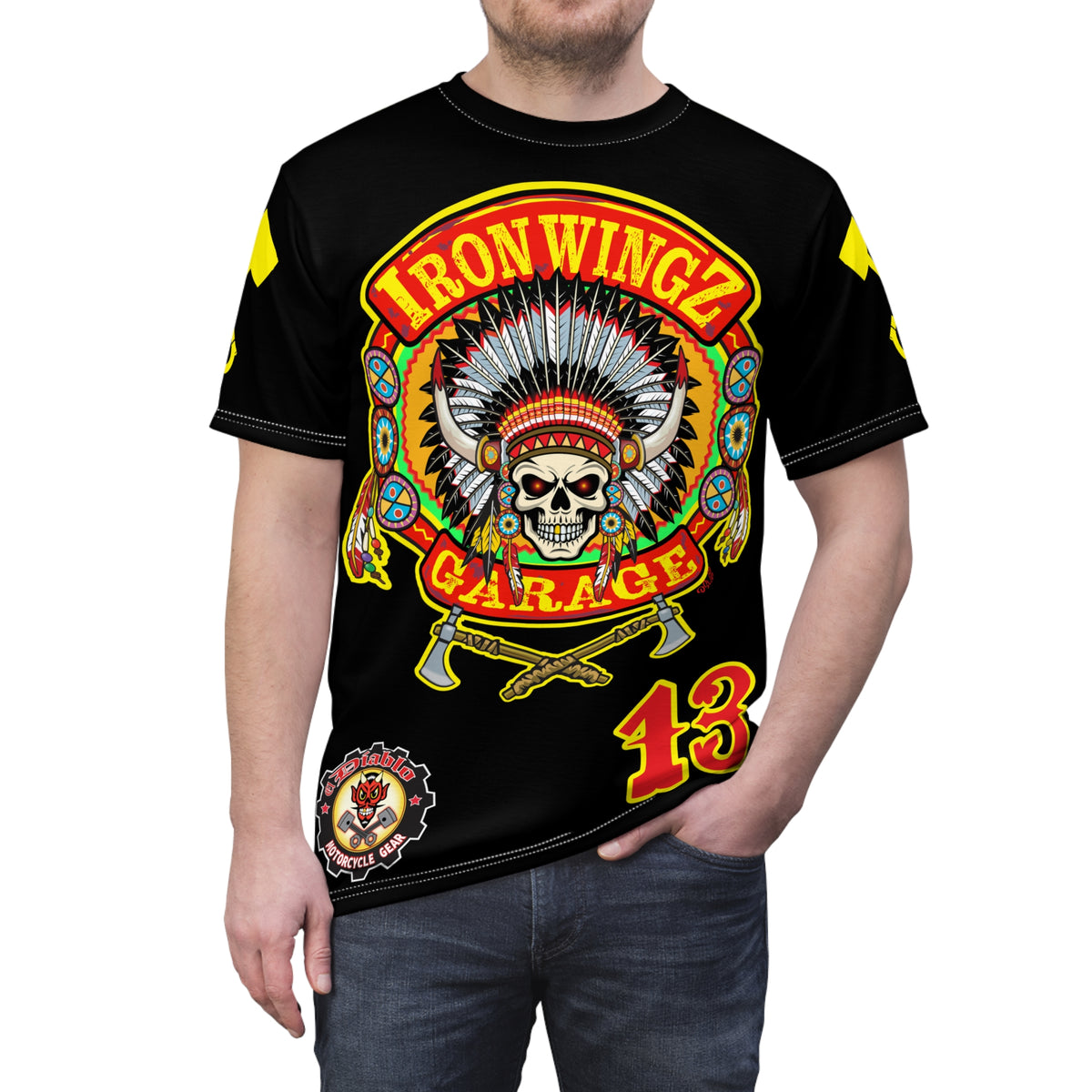 Iron WingZ Customs HIviz Graphic Super Tee, Edgy Streetwear, Customized Apparel, Gift for Bikers