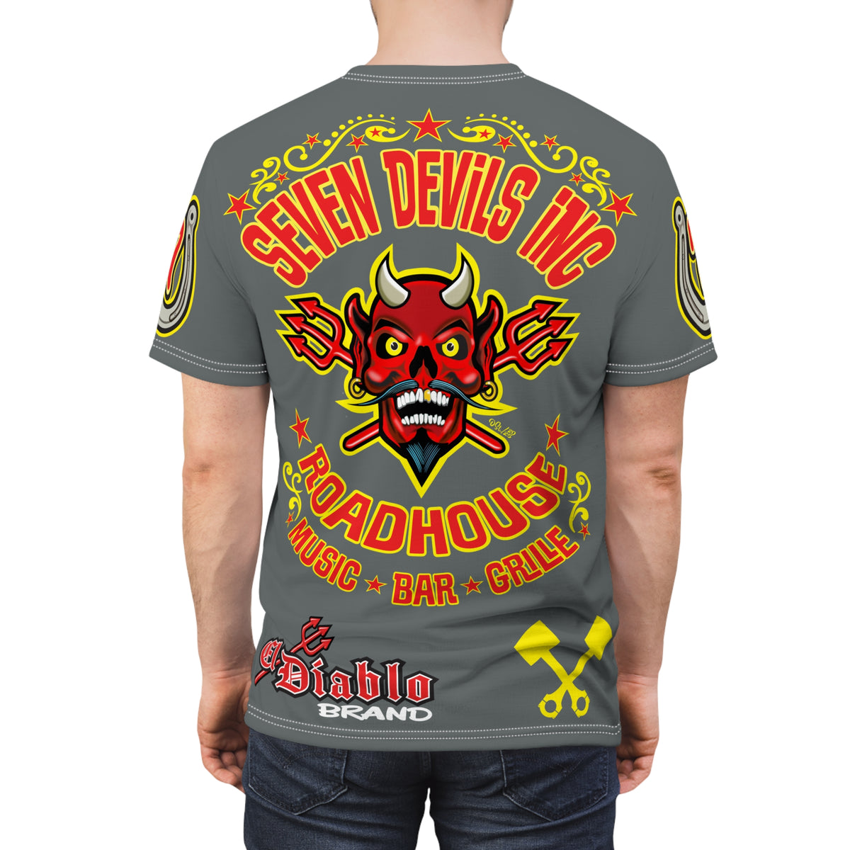 Seven Devils Inc. Roadhouse Deluxe HiViz Graphic Tee - Motorcycle Custom Riding Super Tee