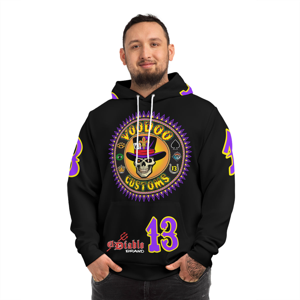 HoodZ VooDoo Custom Motorcycles Mardi Gras  Pullover Hoodie