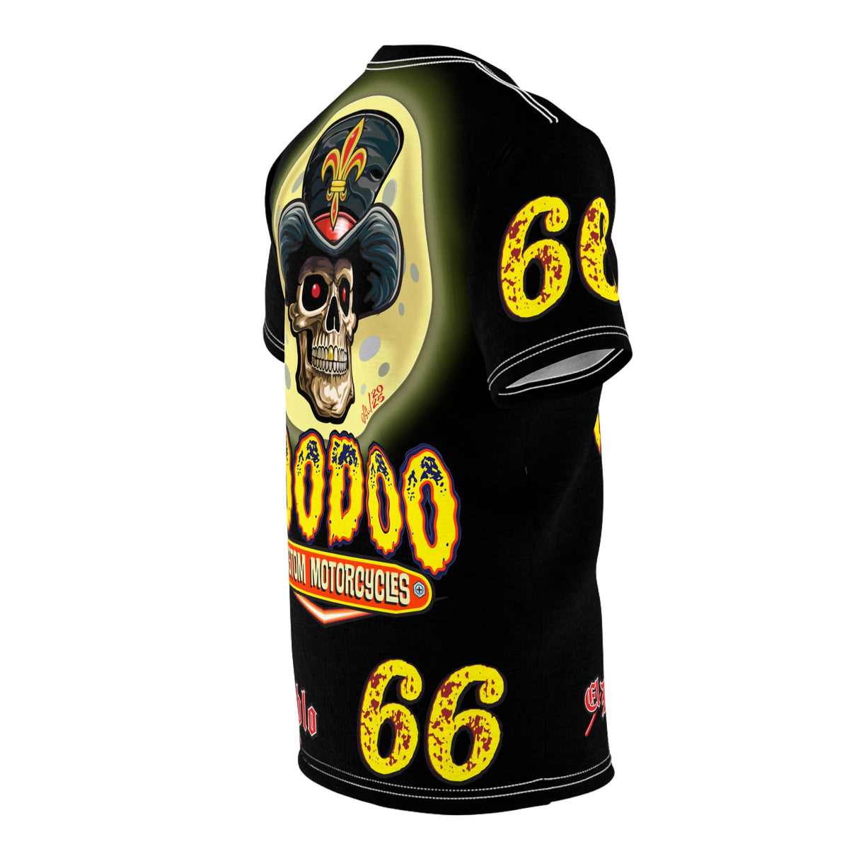 Voodoo Custom Motorcycles Black Magic HiViz Tee, Edgy Graphic Biker Shirt