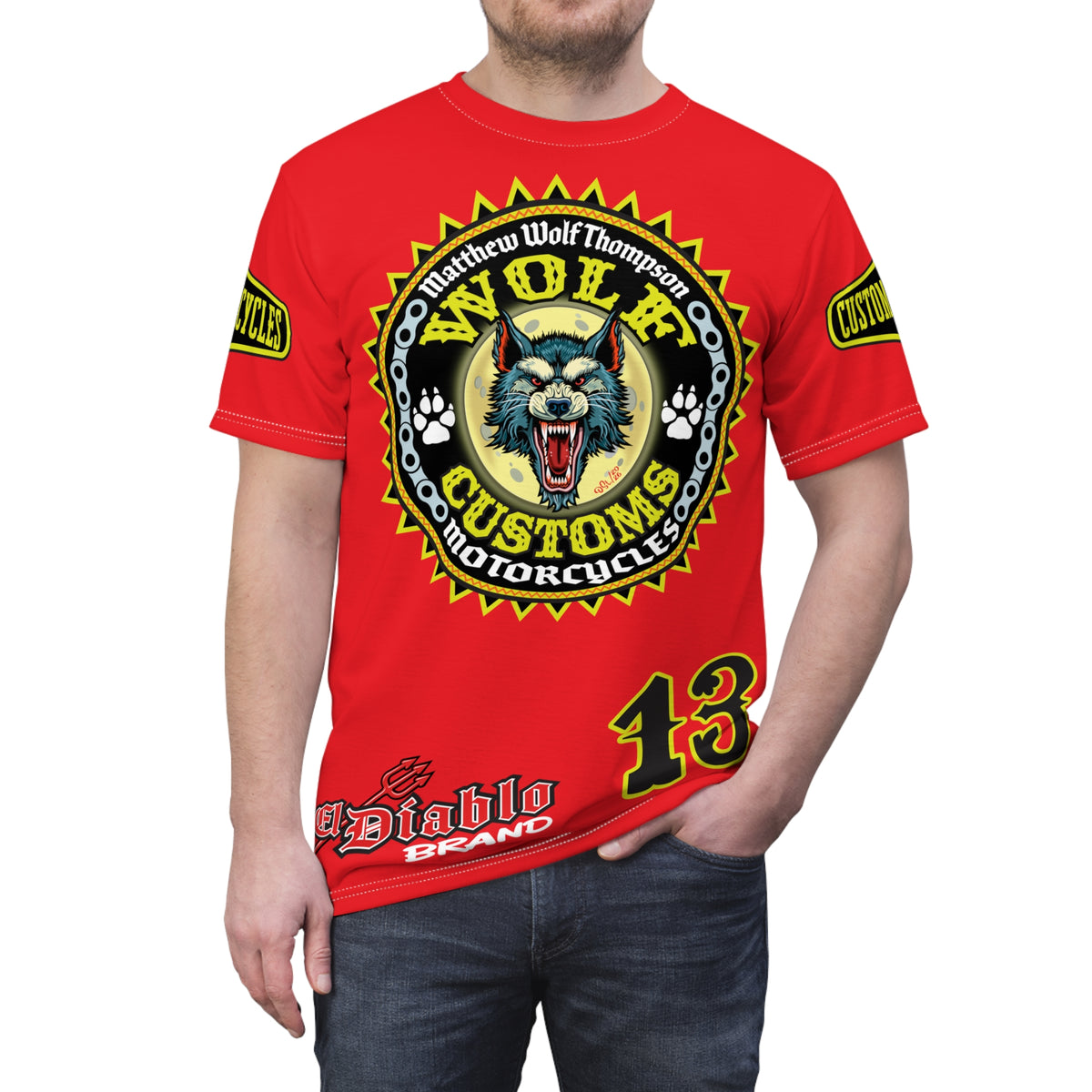 VERY SPECIAL MWT Wolf Customs with XL HiViZ Graphics Super Tee —  The Best Biker Riding Tee EVER !!!