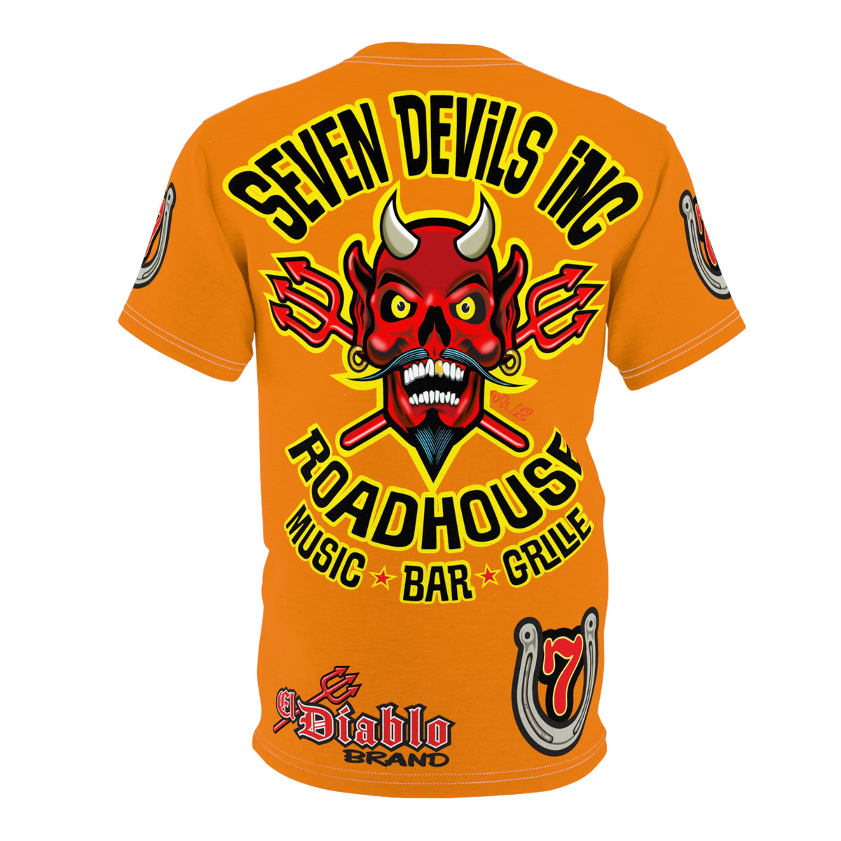 Seven Devils Road House (BLACK STAR HIVIZ LIMITED EDITION) Custom Super Riding Tee - Retro Devil Style Graphic Style