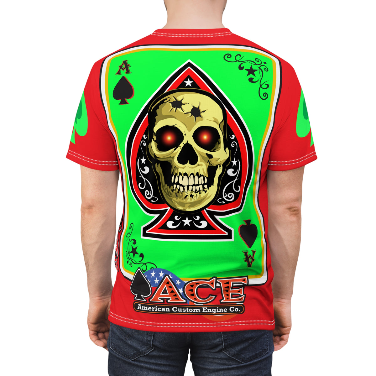 American Custom Engines ACE - Special Lumina Green  Ace of Spades Death Card High visibility Graphics