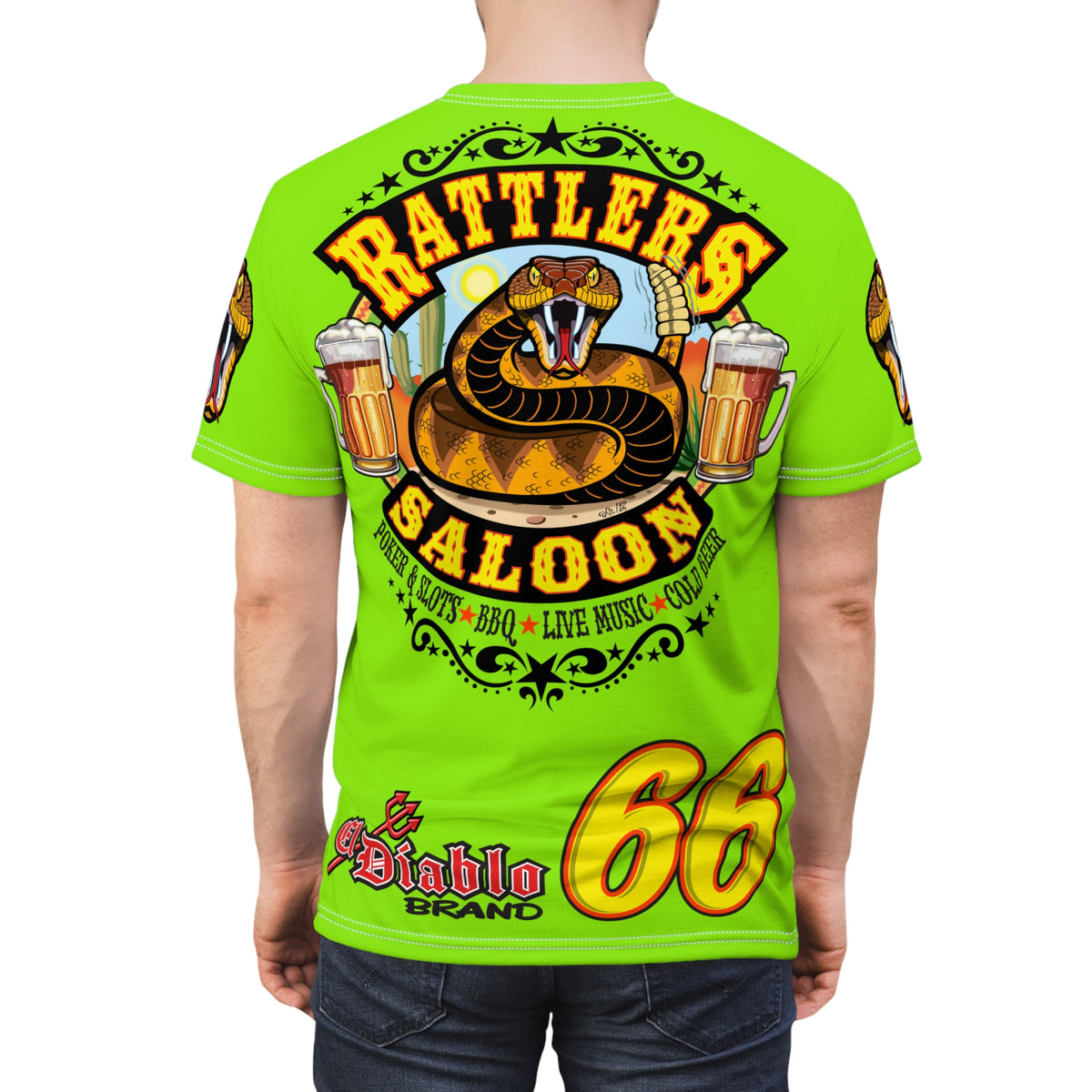 VERY Special HIVIZ Rattlers Saloon  BADAZZ SUPER TEE — Vintage Biker 66 Graphic Shirt