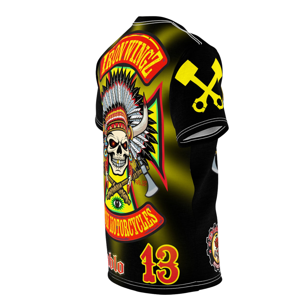 SRT Iron WingZ Customs HIviz Graphic Super Riding Tee, Edgy Streetwear, Customized Apparel, Gift for Bikers