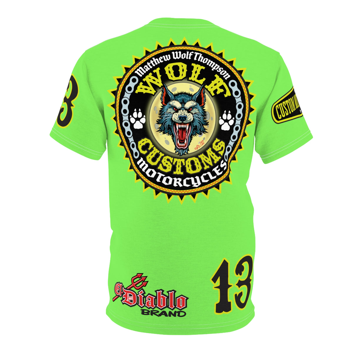 Very Special MWT Wolf Customs HiViZ Graphic Super Tee — Retro Motorcycle Club Shirt, The Best Biker Riding Tee EVER !!!