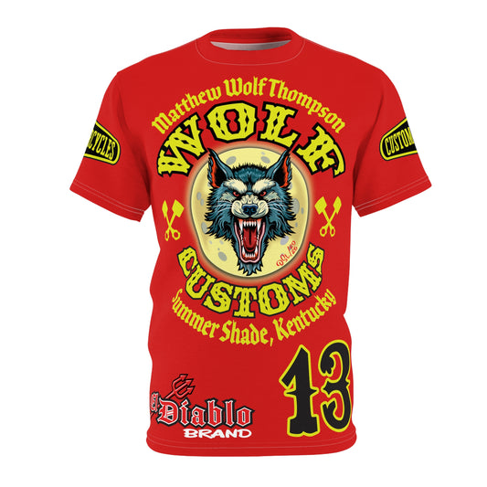 MWT Wolf Customs 13 Black with HiViZ Lumina Graphics -- Super Tee — Retro Motorcycle Club Shirt, The Best Biker Riding Tee EVER !!!