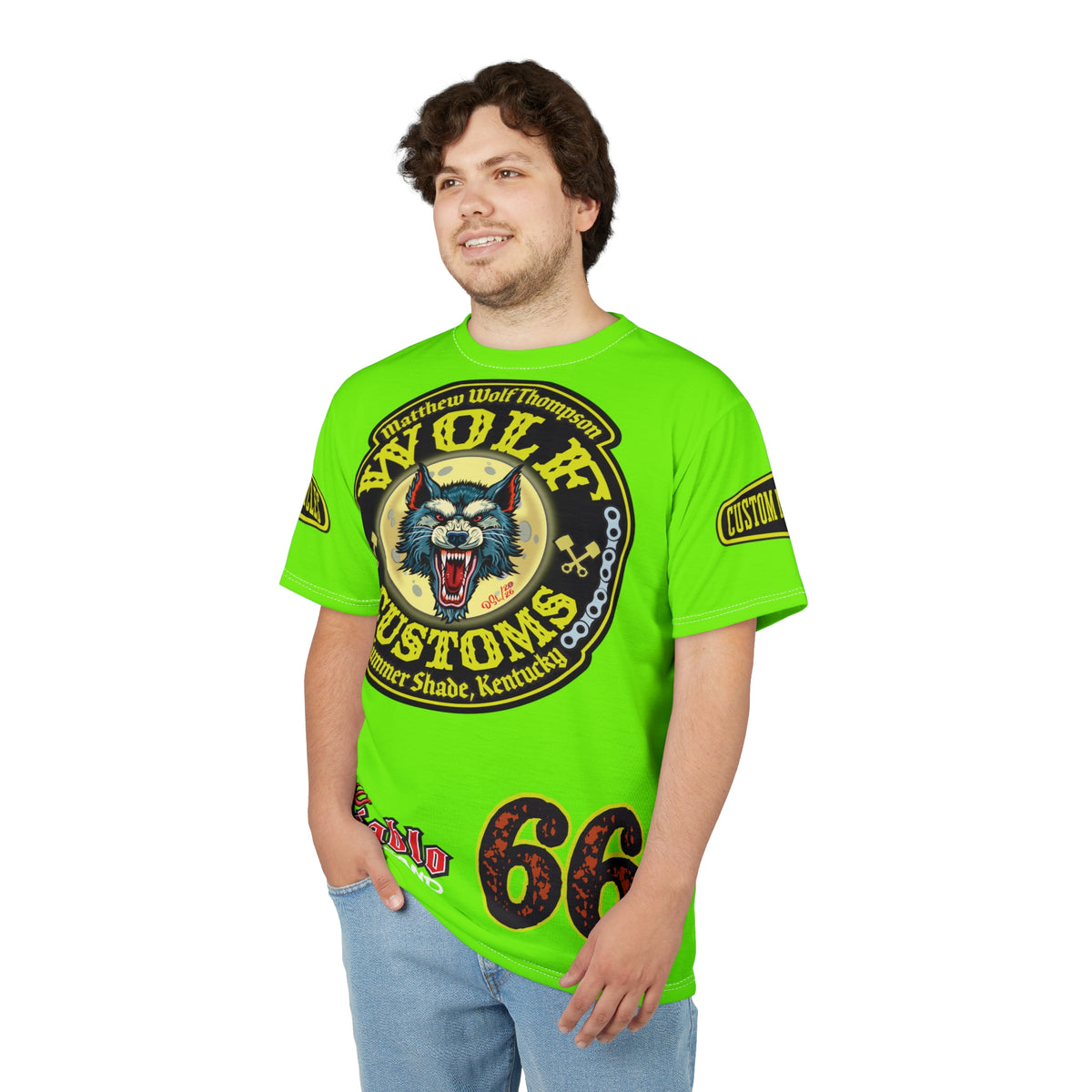Very Special MWT Wolf Customs 66  Lumina HiViZ Super Riding Tee — Retro Motorcycle Club Shirt, The Best Biker Riding Tee EVER !!!