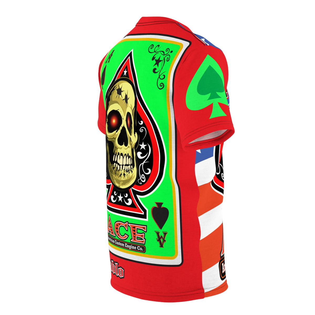 American Custom Engines ACE Americana Cut - Special Lumina Green  Ace of Spades Death Card High visibility Graphics