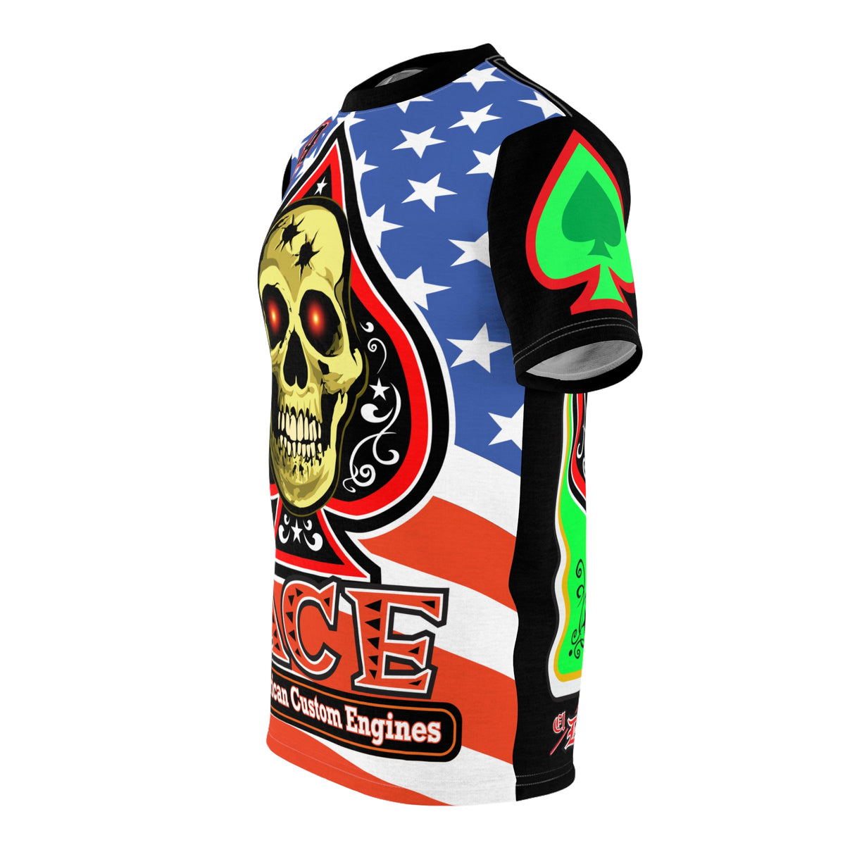 American Custom Engines ACE Americana Cut - Special Lumina Green  Ace of Spades Death Card High visibility Graphics