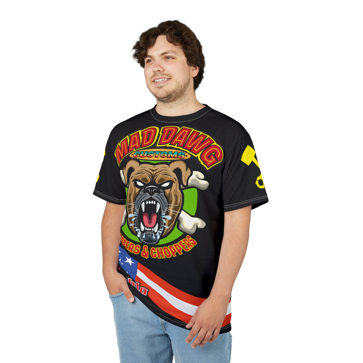 Mad Dawg Customs HiViz Americana - Motorcycle Riders Super Tee
