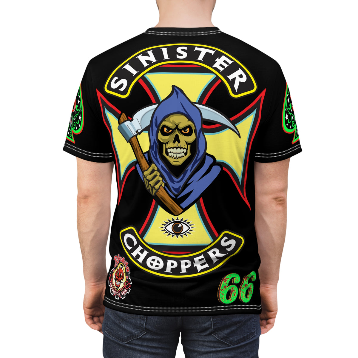 Sinister Choppers Reaper Custom Super Tee - Gothic Graphic T-Shirt for Hardcore Motorcycle Riders