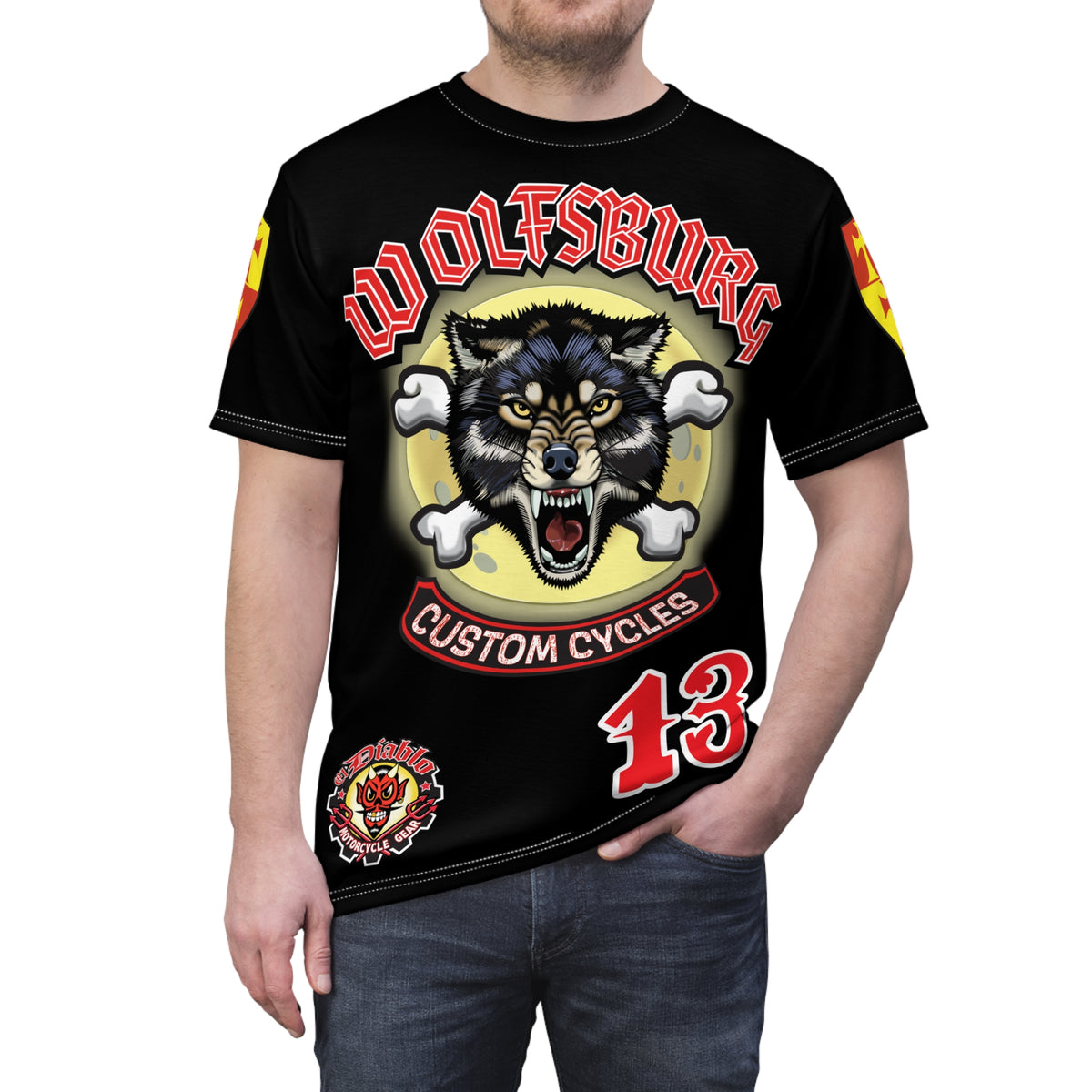 Wolfsburg Custom Cycles HiViz Graphic Super Tee for Bikers