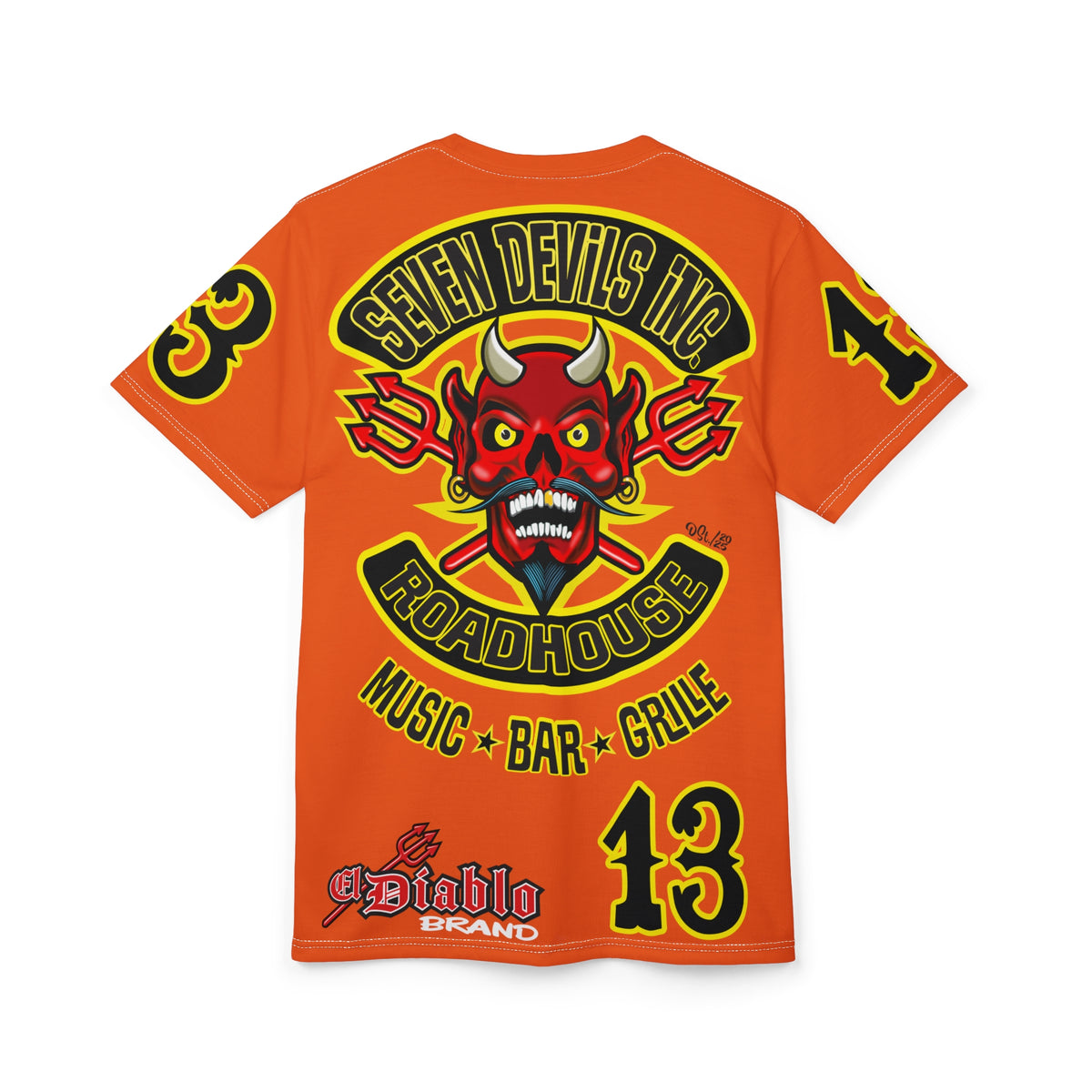 Seven Devils Inc. Roadhouse Black on Black Super Tee — Extreme Edgy Graphics - Bad Attitude Custom Biker Riding Gear