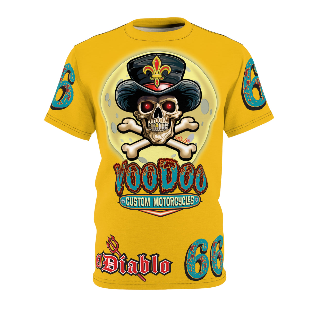 Voodoo Custom Motorcycles Unisex HiViz Tee, Edgy Graphic Shirt, Motorcycle Apparel, Skull T-Shirt, Perfect for Bikers