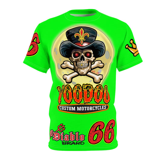 Very Special VooDoo Custom Motorcycles HiViZ  Route 66 Unisex Super Tee - High Performance Riding Gear