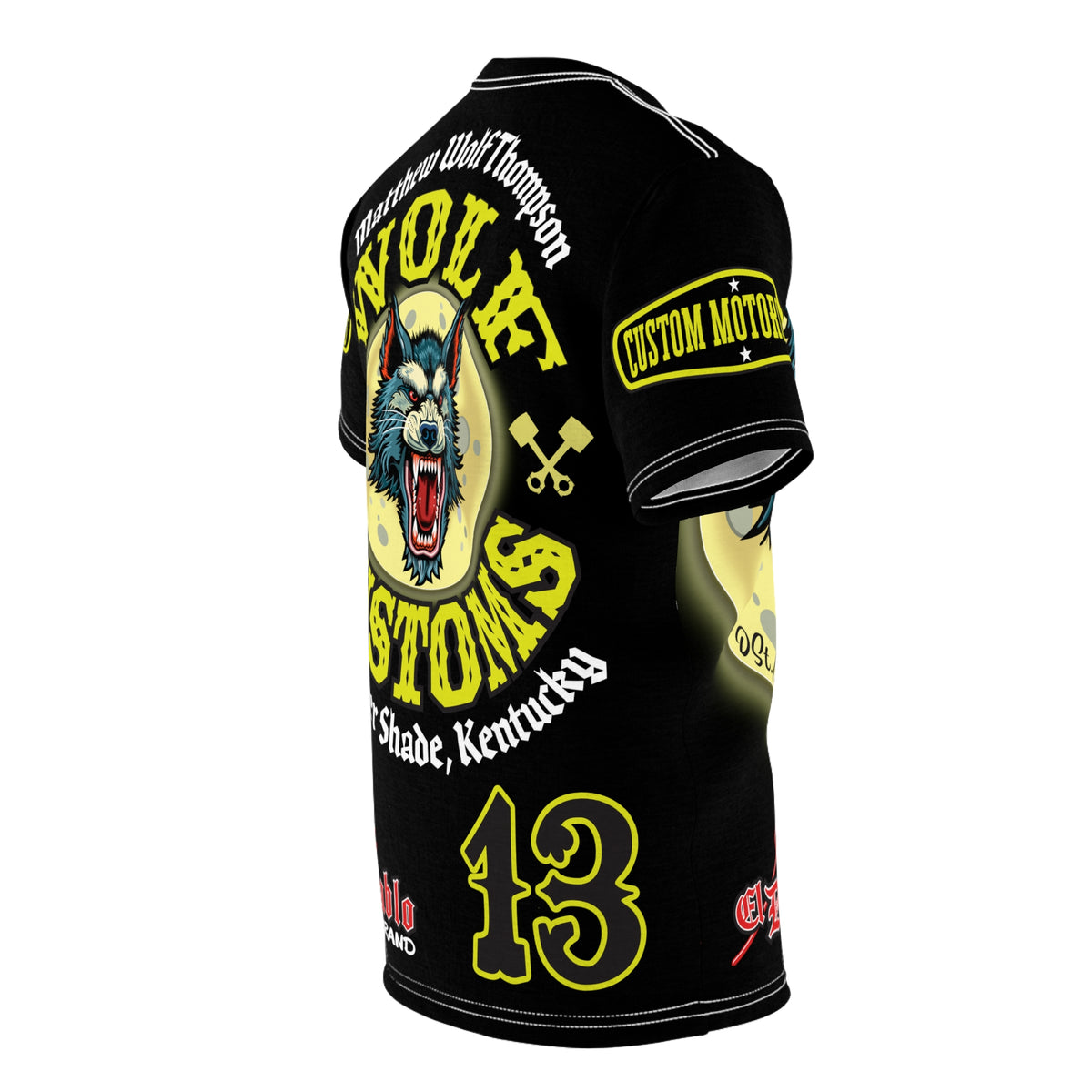 MWT Wolf Customs  INTIMIDATOR SPECIAL EDITIOM  13 Black & XLWOLF Graphics- Super Riding Tee — Retro Motorcycle Club Shirt, The Best Biker Riding Tee EVER !!!