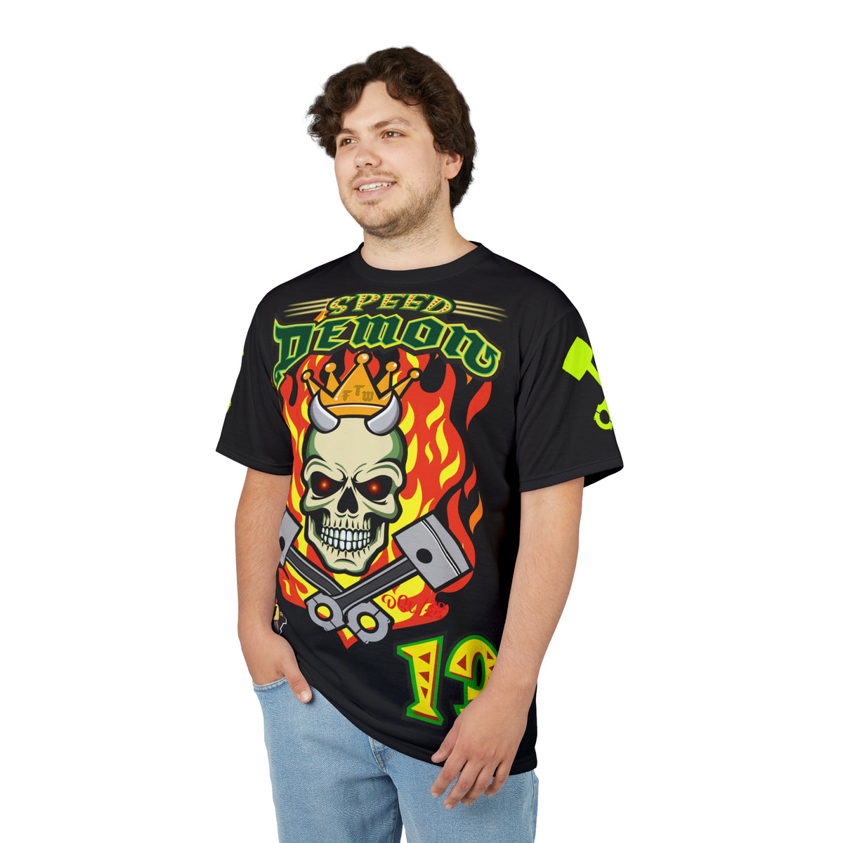 Speed Demon Hellfire HiViz Super Tee - THE Perfect Motorcycle Riding Tee - High Comfort & Perfect Fit Super Tee