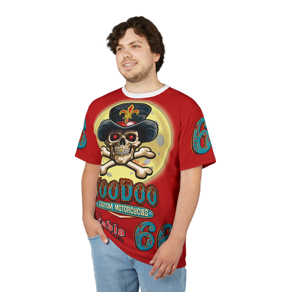 Voodoo Customs Tie Dye Blast Graphic Tee – Unisex- Edgy Style for Bikers