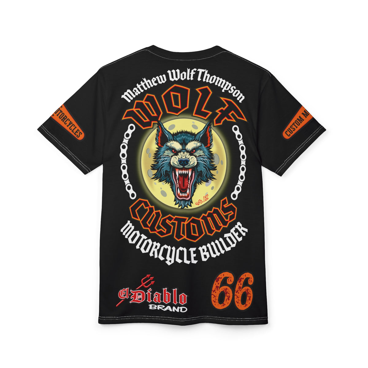MWT Wolf Custom Motorcycles Super Tee — Viciously Cool High Performance Motorcycle Riding Shirt