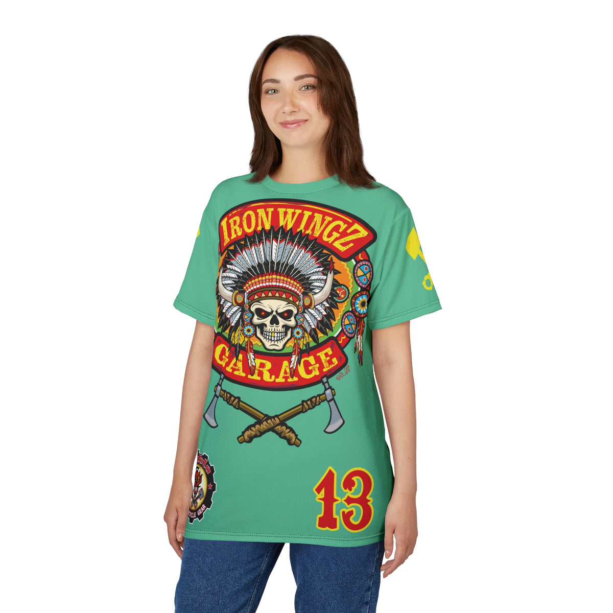 Iron WingZ Customs HIviz Graphic Super Tee, Edgy Streetwear, Customized Apparel, Gift for Bikers