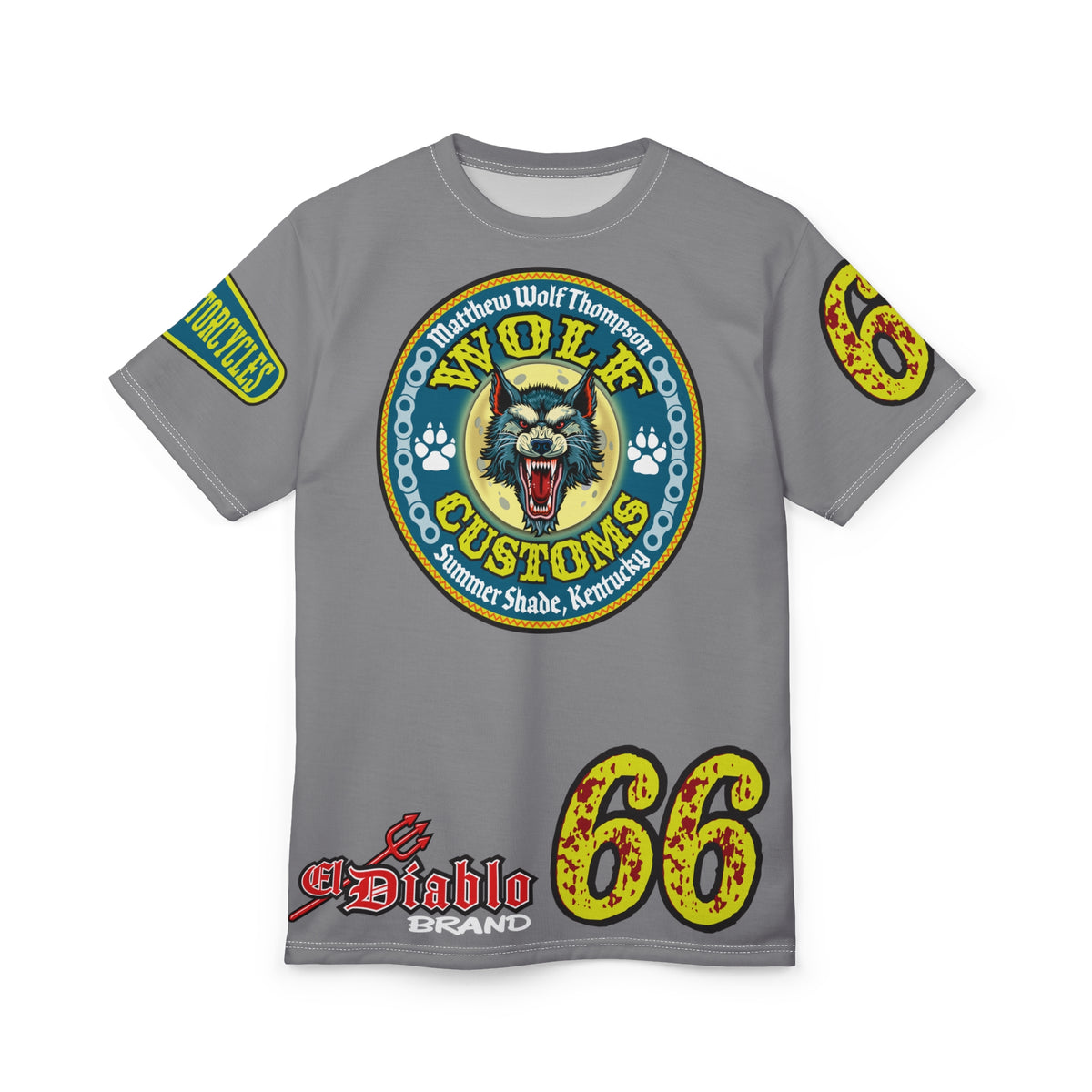 MWT Wolf Customs '66 Graphic Super  Tee — Retro Motorcycle Club Shirt The Best Biker Riding Tee EVER !!!