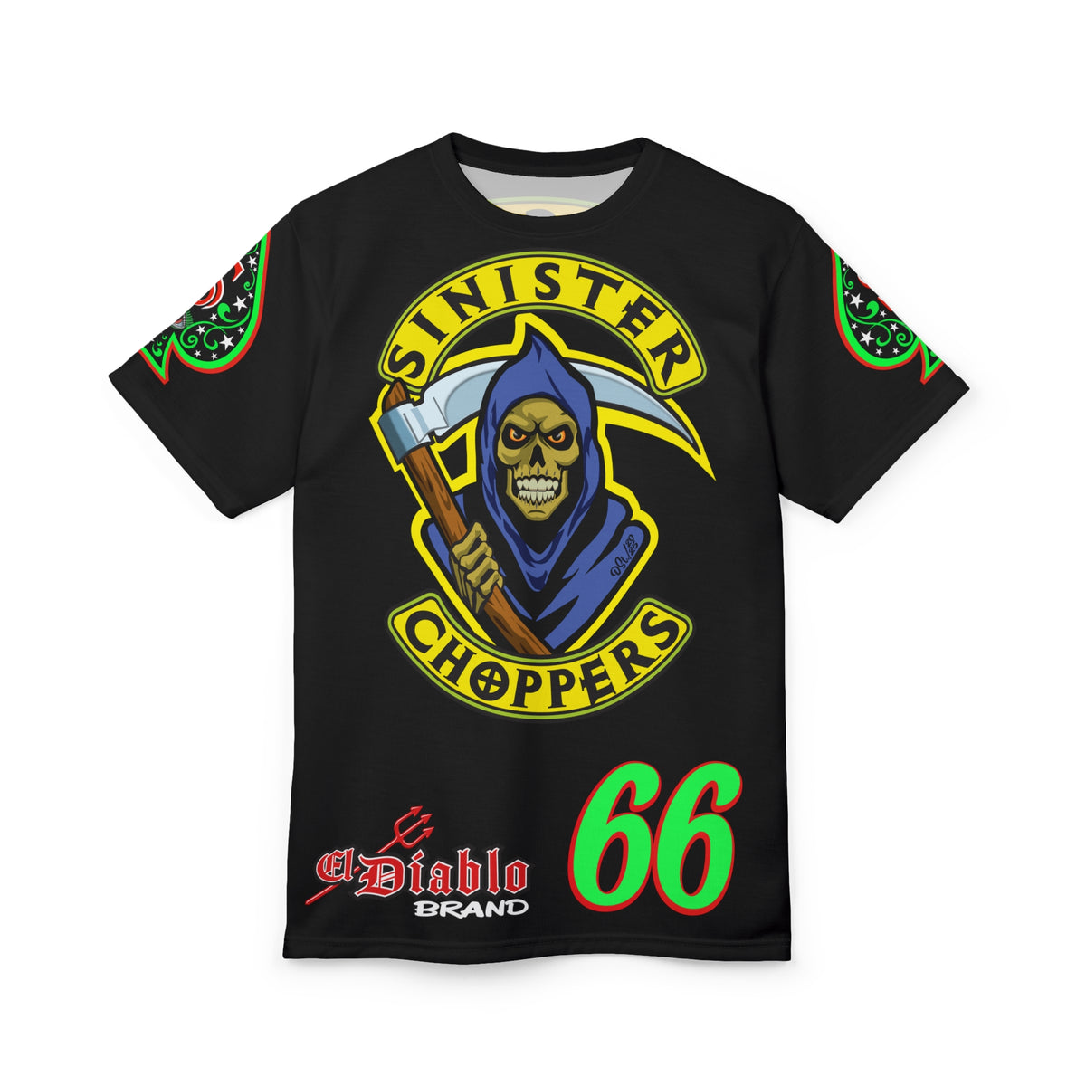 SRT Sinister Choppers Reaper Super Tee - Gothic Graphic T-Shirt for Motorcycle Riders