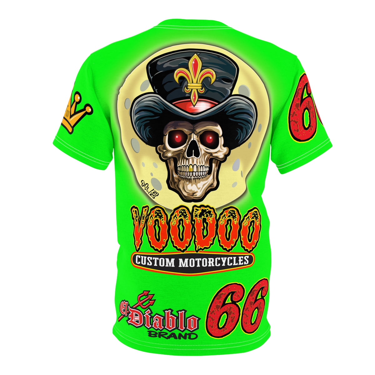 Very Special VooDoo Custom Motorcycles HiViZ  Route 66 Unisex Super Tee - High Performance Riding Gear
