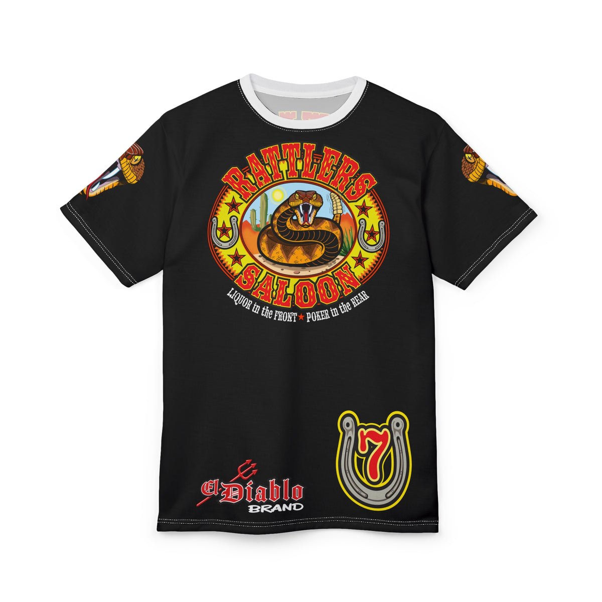 SRT Rattlers Saloon  BADAZZ BLACK SUPER RIDING TEE — Vintage Biker 66 Graphic Shirt