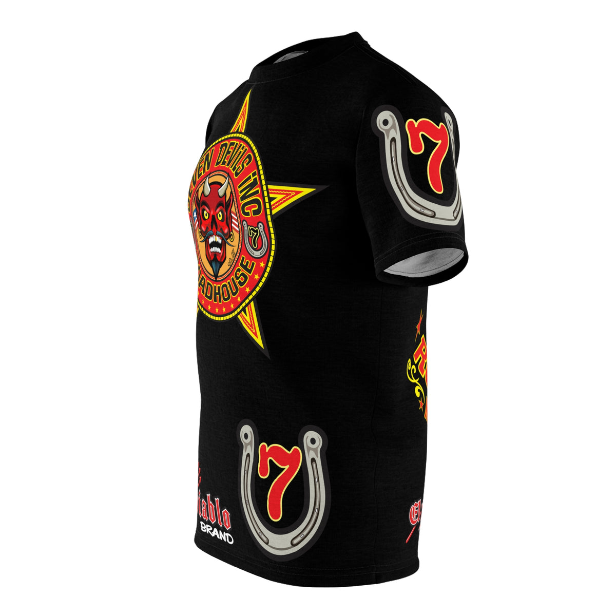 Seven Devils Road House (LIMITED EDITION) Custom Super Riding Tee - Retro Devil Style Graphic Style