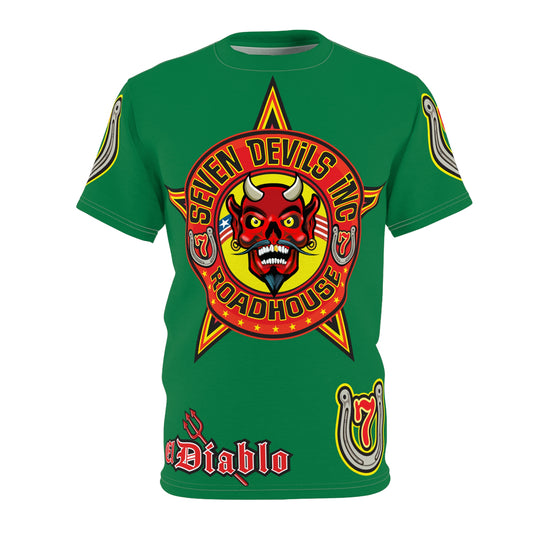 Seven Devils Inc. Roadhouse  Graphic Tee - Custom Motorcycle Riding Super Tee, Edgy Streetwear Perfect Fit & Comfort Biker Wear
