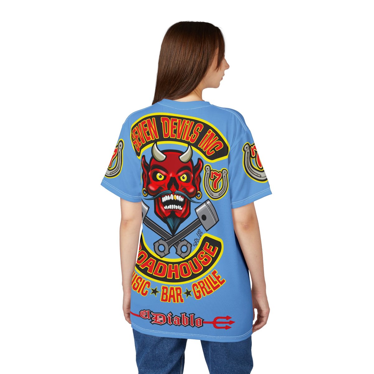 Seven Devils Inc. Roadhouse HiViz Design, Edgy Biker Shirt, Special Motorcycle Riding Gear, Seven Devils Inc.