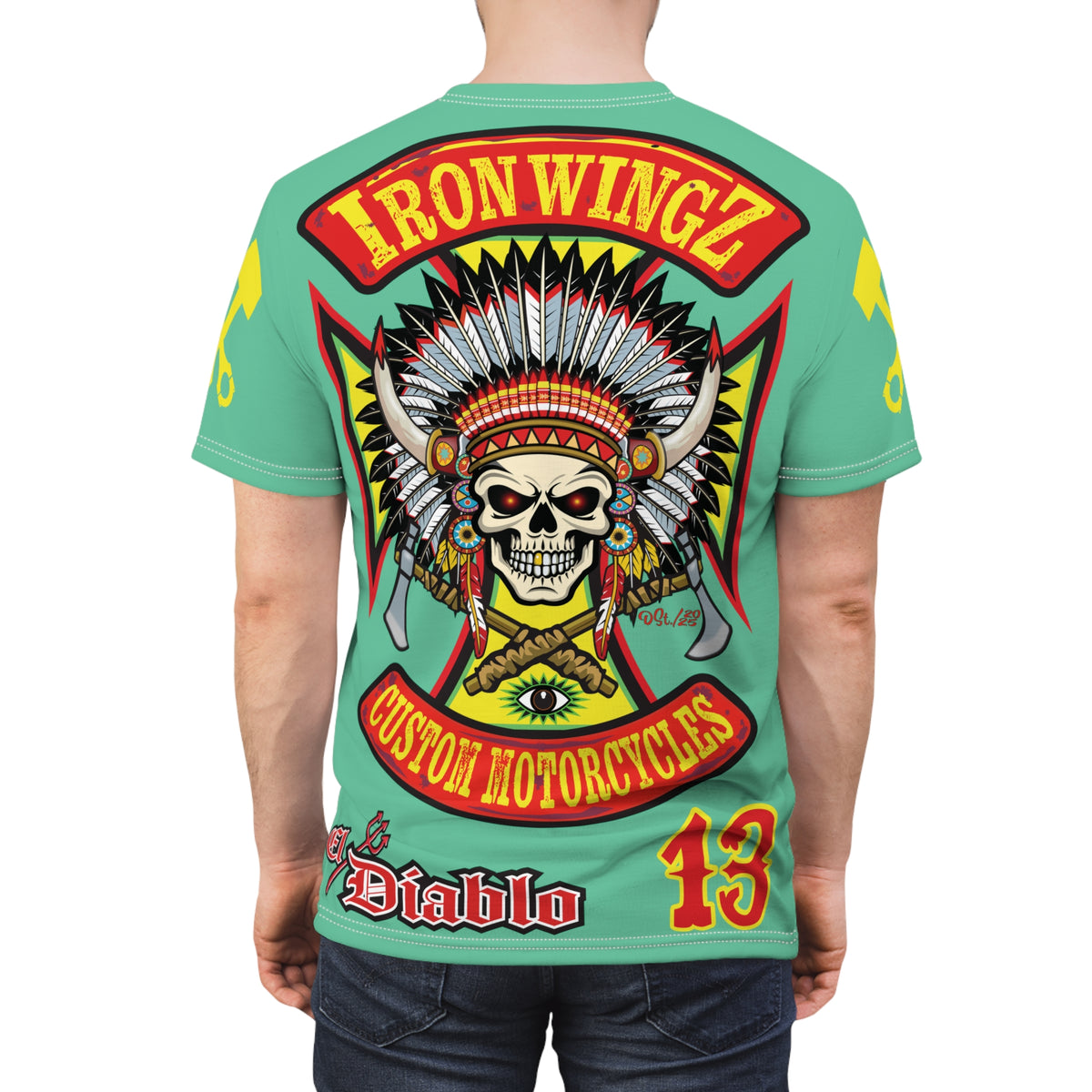 Iron WingZ Customs HIviz Graphic Super Tee, Edgy Streetwear, Customized Apparel, Gift for Bikers