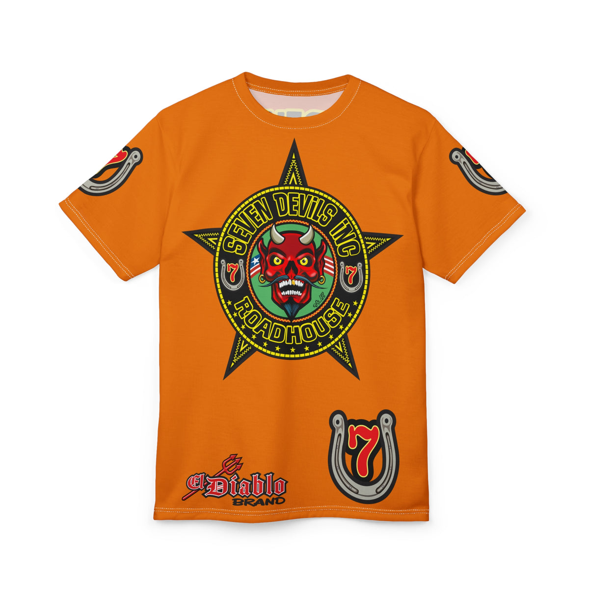 Seven Devils Road House (BLACK STAR HIVIZ LIMITED EDITION) Custom Super Riding Tee - Retro Devil Style Graphic Style