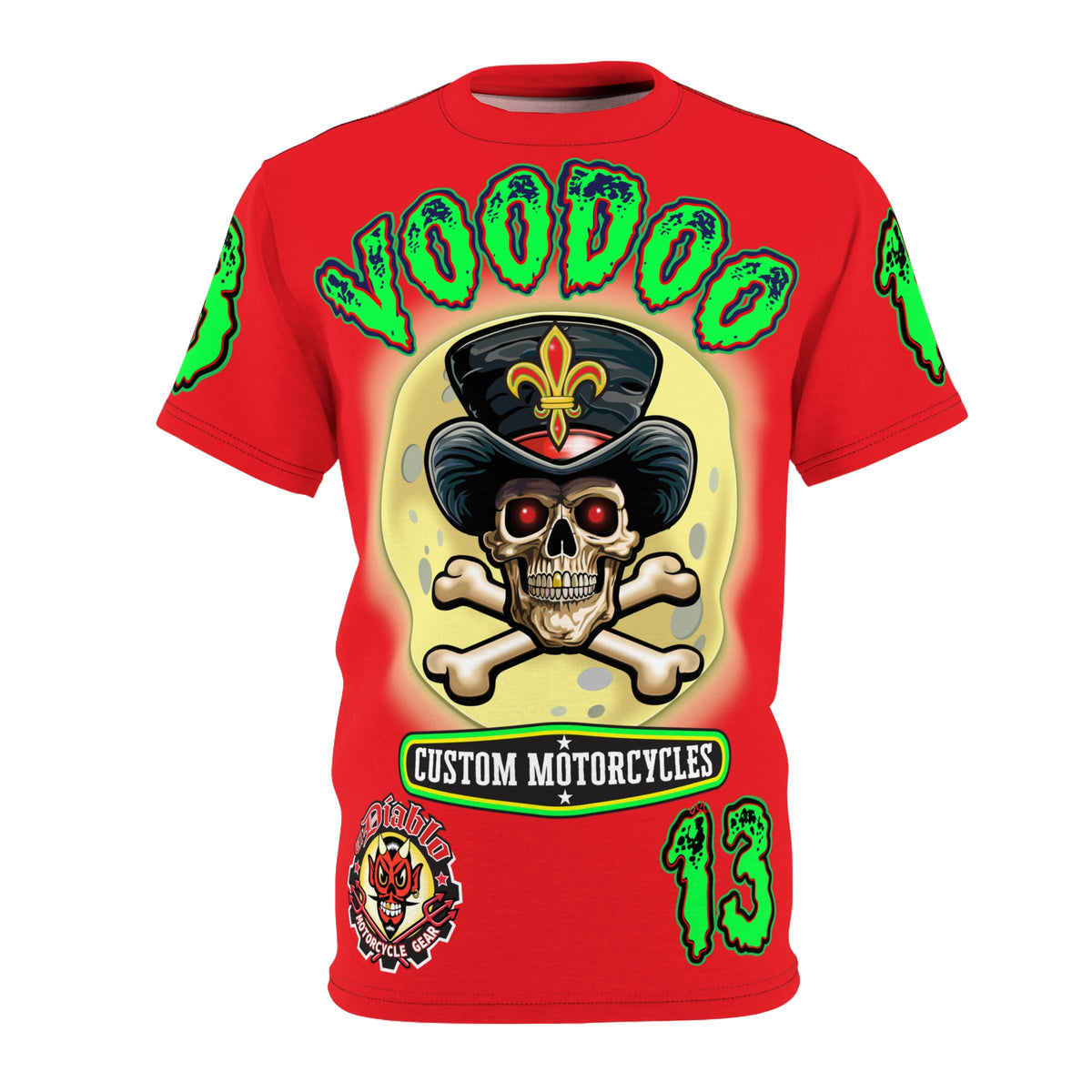 Voodoo Lucky 13 Red Rider HiViz Super Tee, XLGraphics , Custom Riding Apparel
