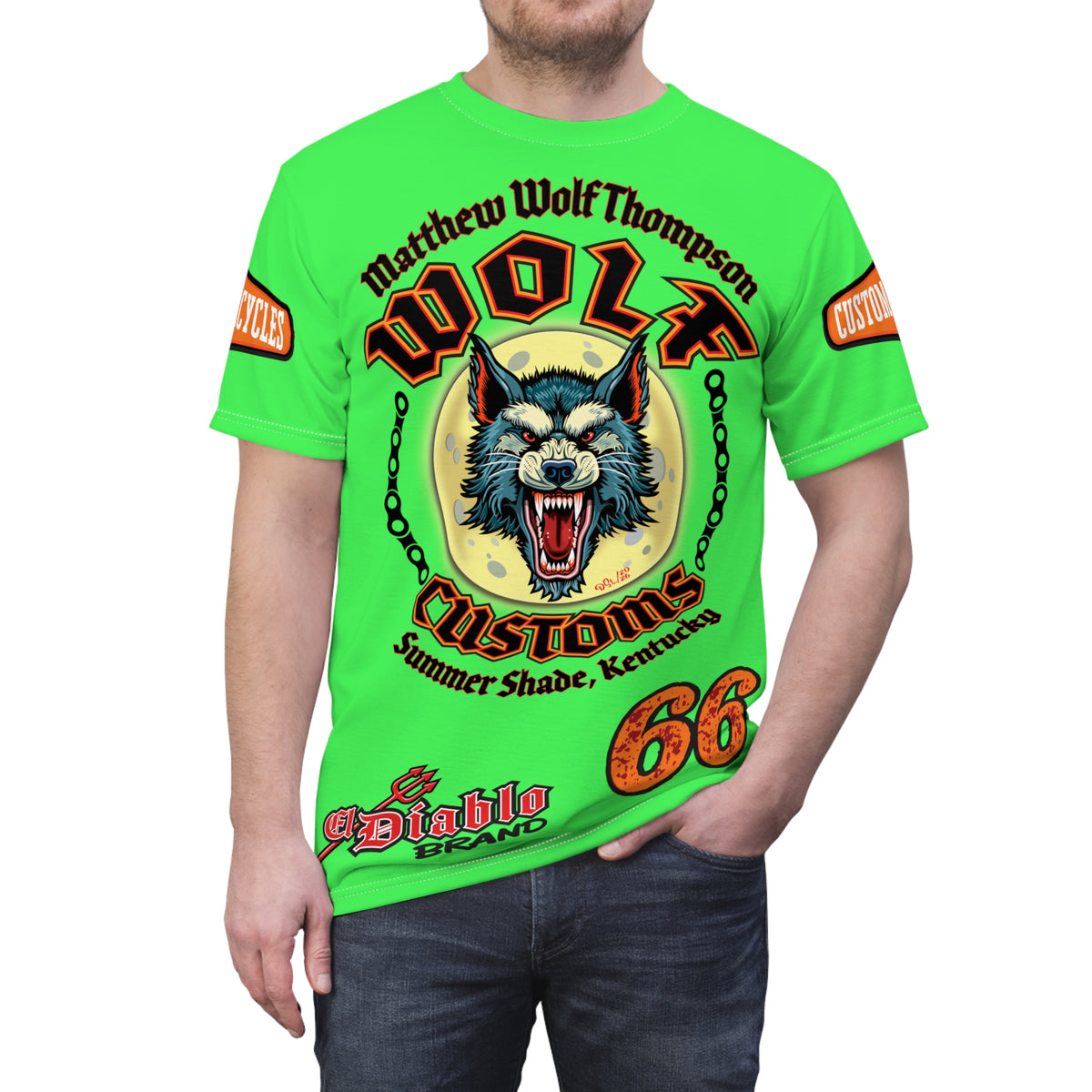 Very Special MWT Wolf Custom Motorcycles HiViZ Super Tee — Viciously Cool High Performance Motorcycle Riding Shirt