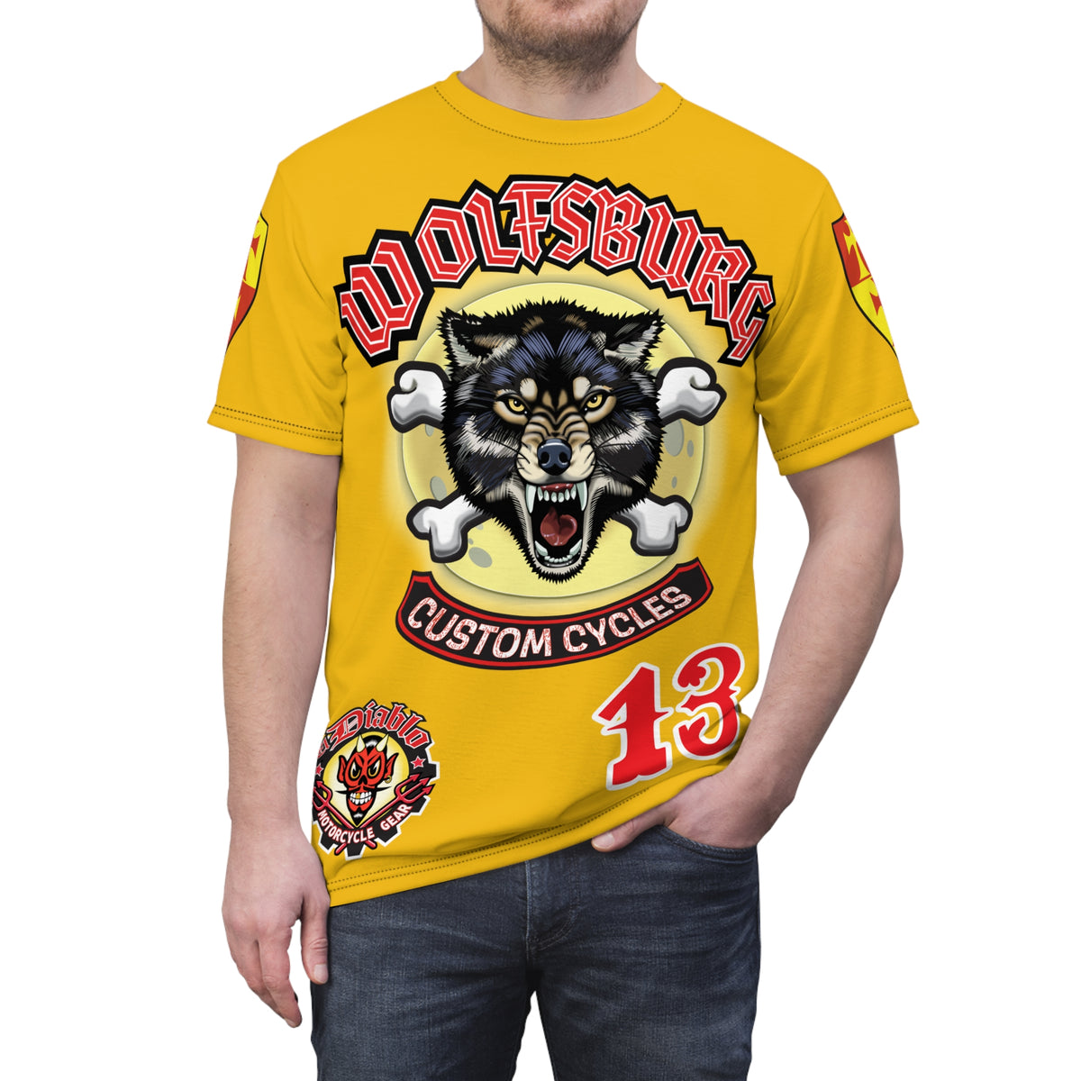 Wolfsburg Custom Cycles HiViz Graphic Super Tee for Bikers