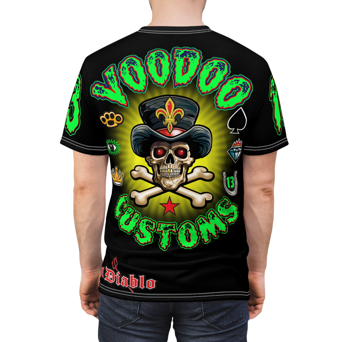 Voodoo Motorcycles Black Majic HiViz Super Tee, Unique Graphic Tee, Custom HiViz Apparel