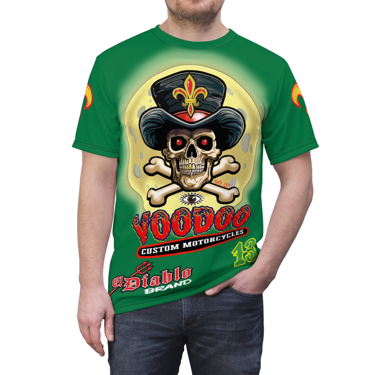 VooDoo Customs Skull & Fleur-de-Lis - High Colour Graphics Super Tee
