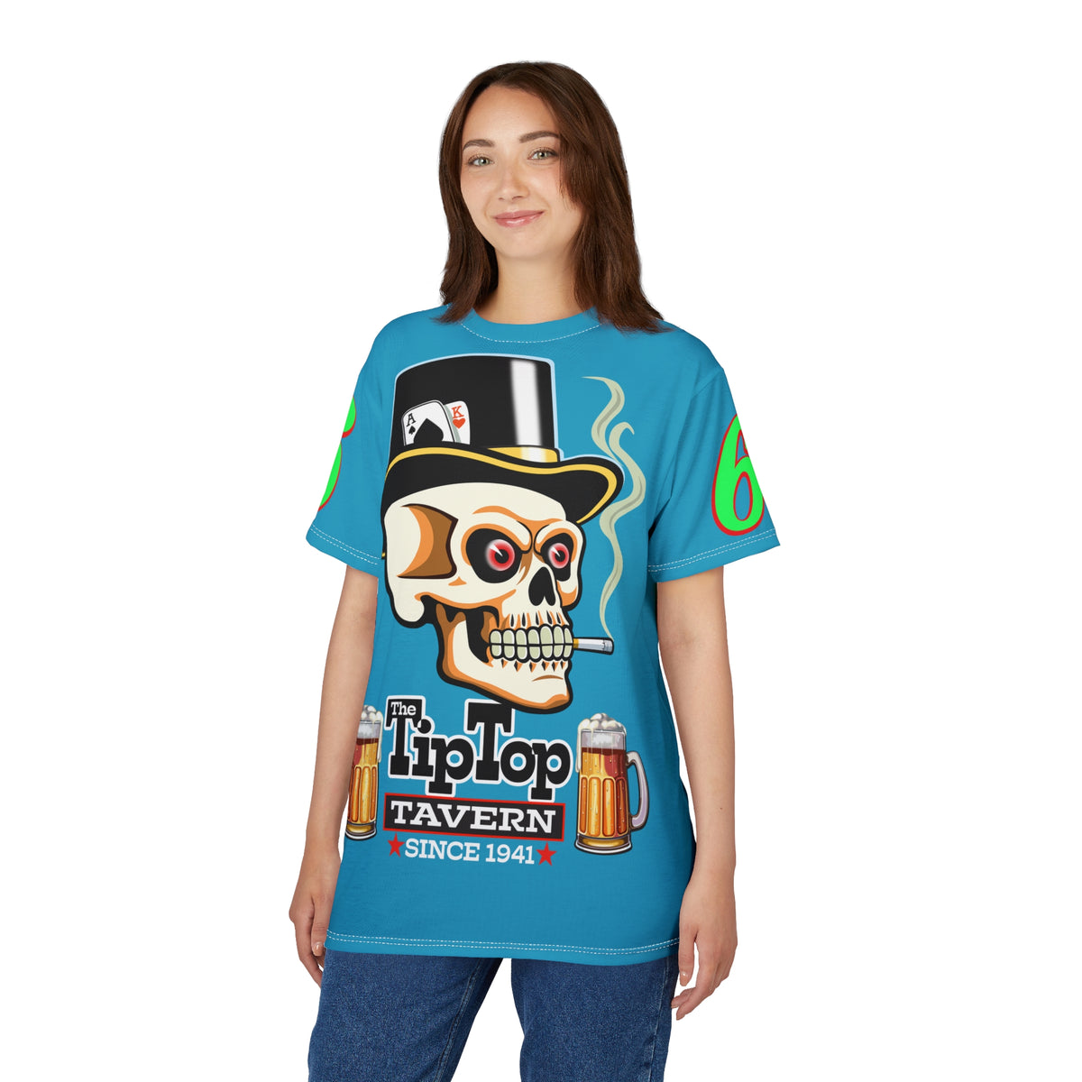 Tip Top Tavern Dive Bar Super Tee - Special Edition Electric Blue + XL Graphics - America's Best Dive Bar - Bikes Beers Babes & Bros. - Biker Bar Tee