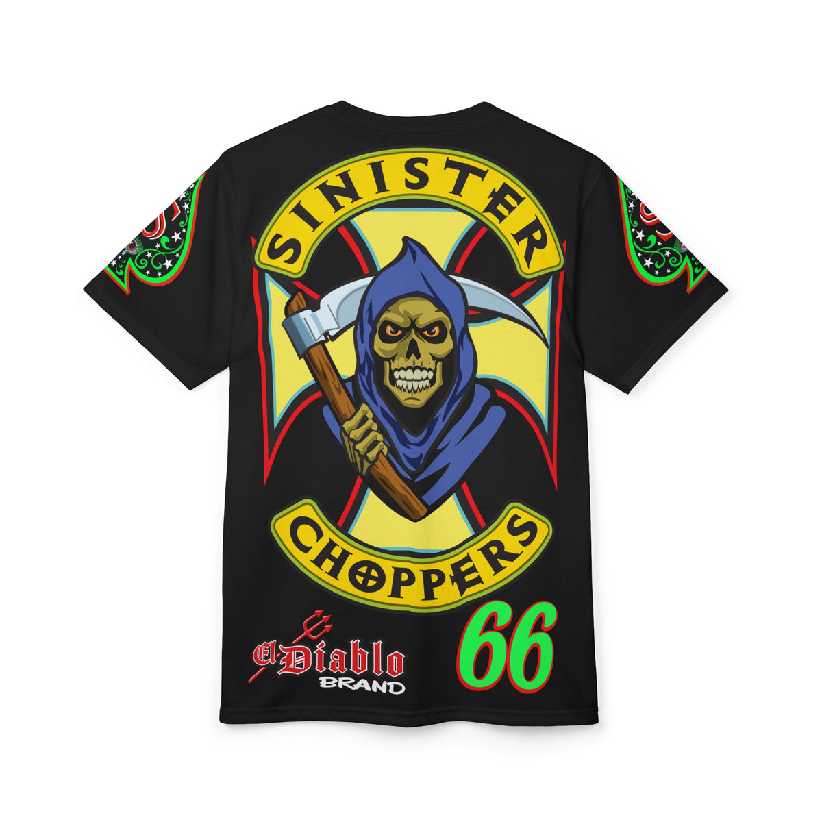SRT Sinister Choppers Reaper Super Tee - Gothic Graphic T-Shirt for Motorcycle Riders