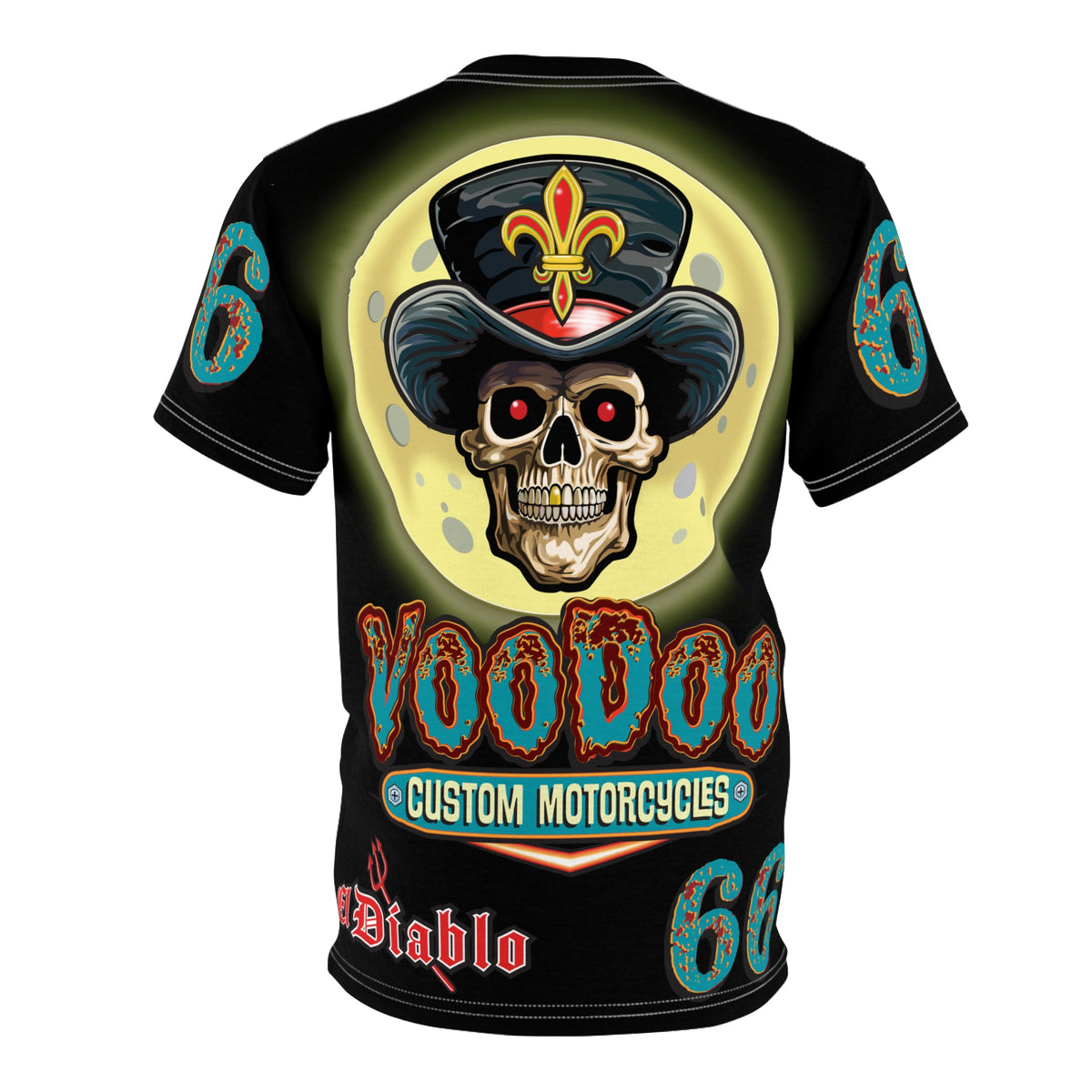 Voodoo Custom Motorcycles Unisex HiViz Tee, Edgy Graphic Shirt, Motorcycle Apparel, Skull T-Shirt, Perfect for Bikers