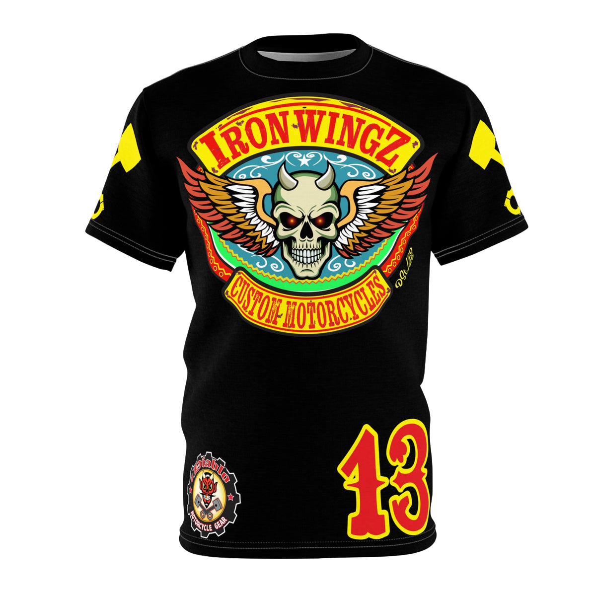 Iron WingZ Customs HIviz Graphic Super Tee, Edgy Streetwear, Customized Apparel, Gift for Bikers