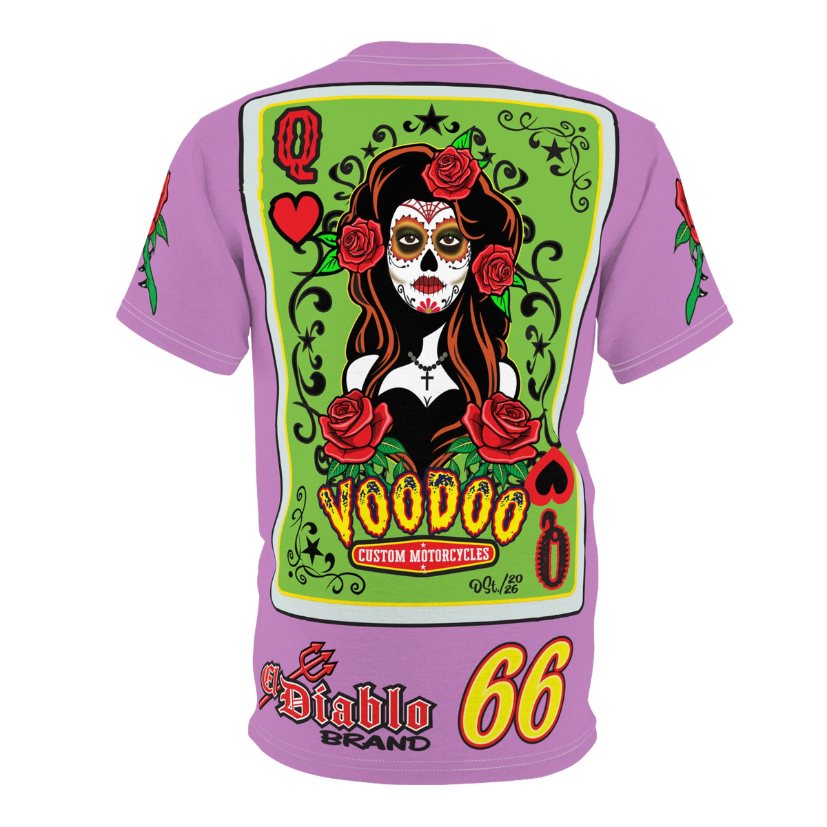 Copy of Voodoo Custom Motorcycles Tee — Queen of Hearts  Graphic Riding Super Tee