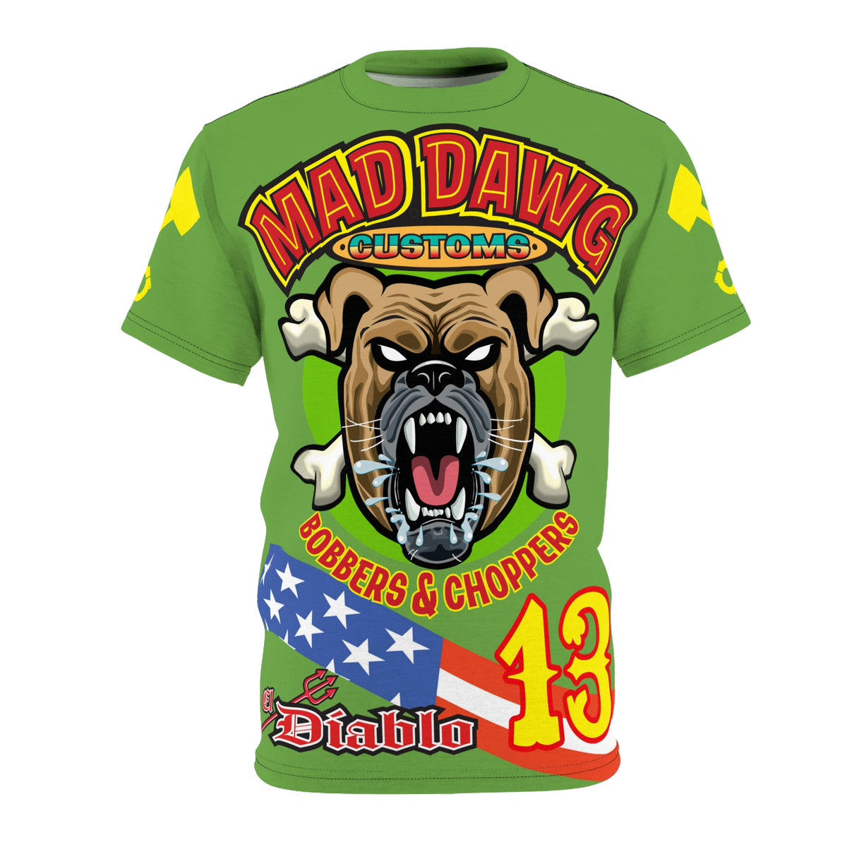 Mad Dawg Customs HiViz Americana - Motorcycle Riders Super Tee