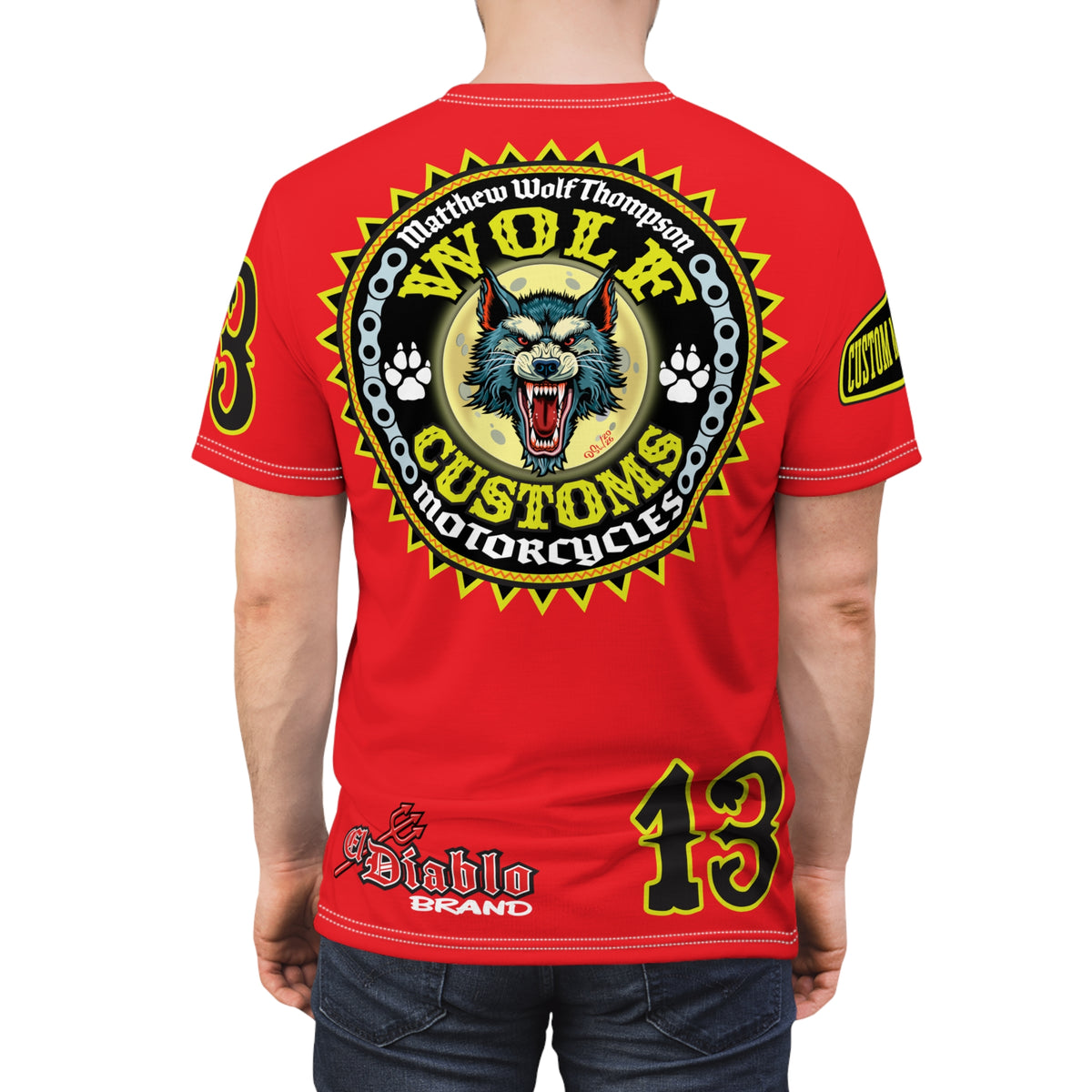 MWT Wolf Customs 13 Ragin' Red Graphic Super Tee — Retro Motorcycle Club Shirt, The Best Biker Riding Tee EVER !!!