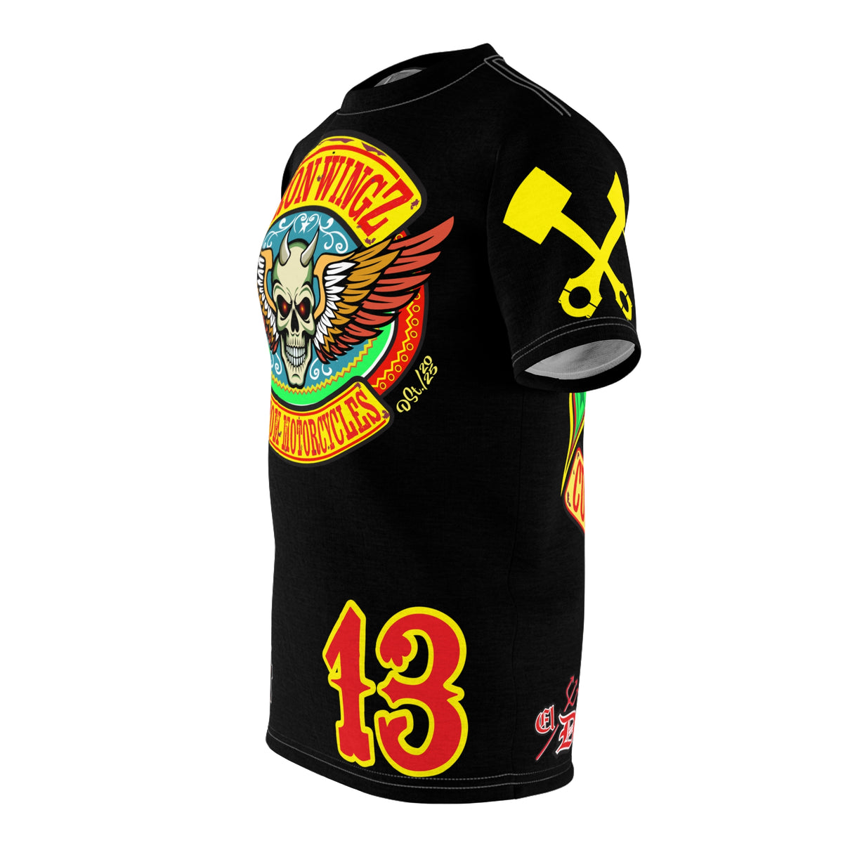 Iron WingZ Customs HIviz Graphic Super Tee, Edgy Streetwear, Customized Apparel, Gift for Bikers