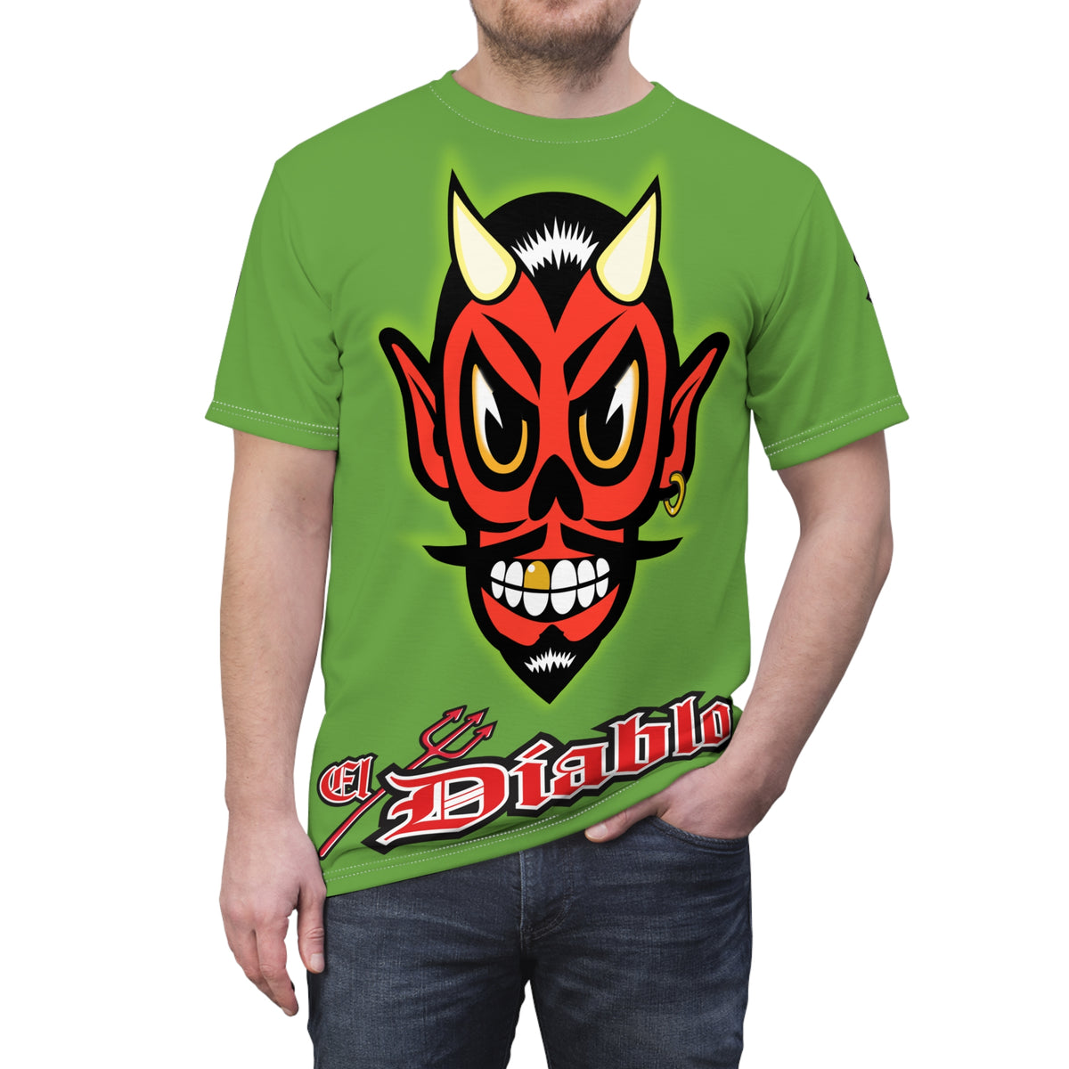 El Diablo Big D HiViz Super Tee, Huge HiViz Back Ace Graphic, See & be seen !!!