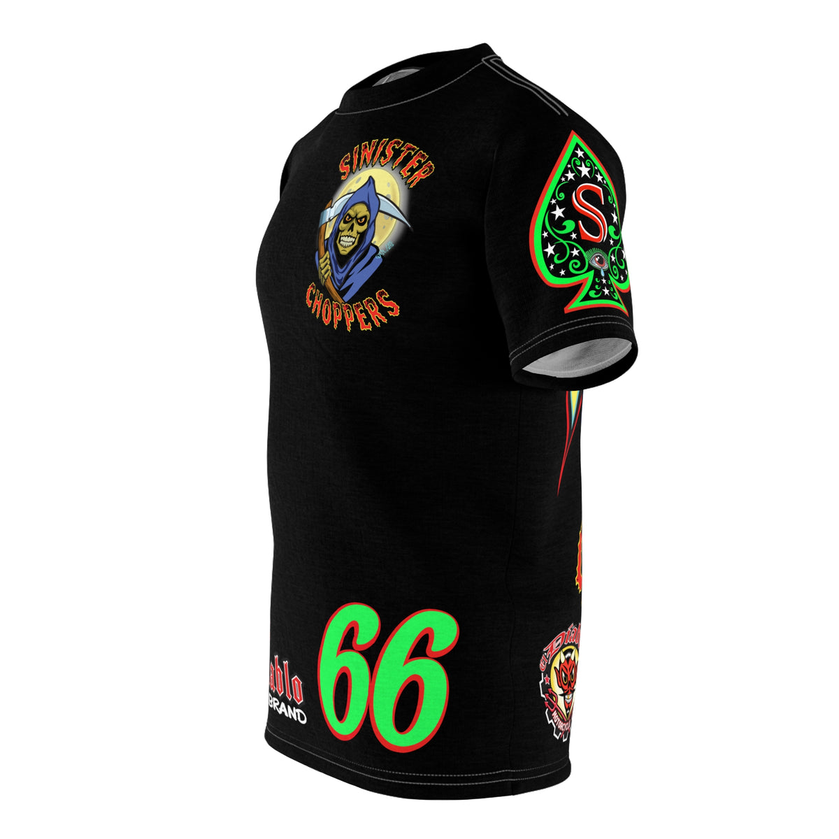 SRT Sinister Choppers Reaper Super Tee - Gothic Graphic T-Shirt for Motorcycle Riders